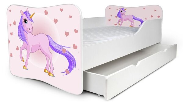 Detská posteľ so zásuvkou Jednorožec ružový + matrac ZADARMO
