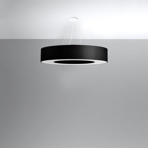 Závesné svietidlo Saturno, 1x čierne textilné tienidlo, (biely plast), (fi 90 cm)