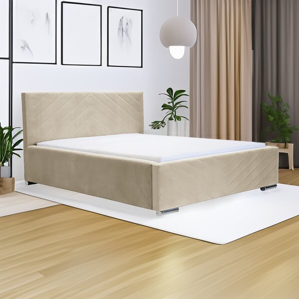 Čalúnená posteľ s úložným priestorom a matracom KOOL 120x200 cm Béžová