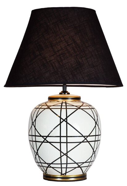 PR Home Stolová lampa New York, čierna, výška 60 cm, keramika, Obývacia izba / jedáleň, Textil / látka / hodváb, Stojacie svietidlo