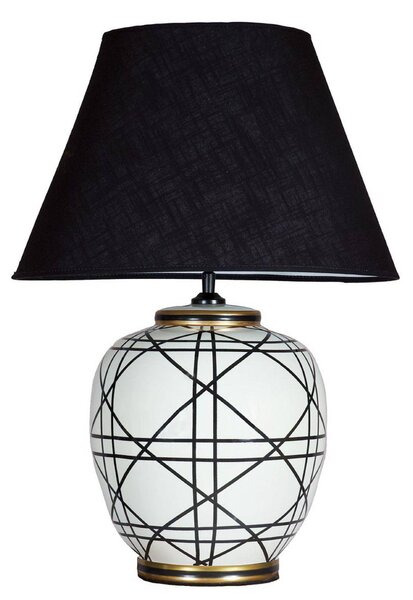 PR Home Stolová lampa New York, čierna, výška 60 cm, keramika, Obývacia izba / jedáleň, Textil / látka / hodváb, Stojacie svietidlo