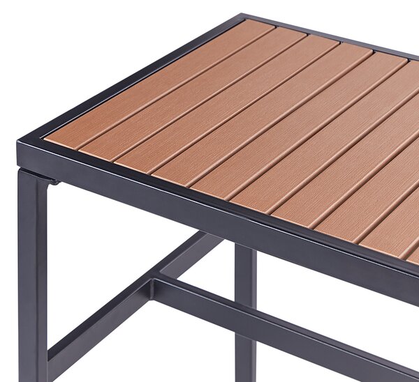 Záhradný jedálenský stôl čierna svetlé drevo kovový podstavec drevená vrchná doska 150 x 50 cm obdĺžnikový tvar 2-miestny moderný štýl