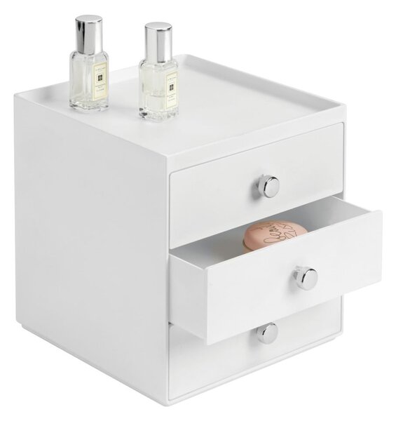 Biely úložný box s 3 zásuvkami InterDesign, výška 18 cm