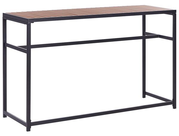 Záhradný jedálenský stôl čierna svetlé drevo kovový podstavec drevená vrchná doska 150 x 50 cm obdĺžnikový tvar 2-miestny moderný štýl