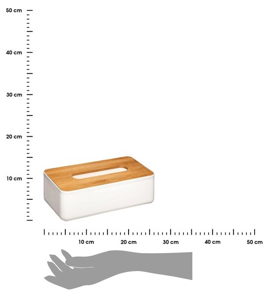 Box na vreckovky Natureo White, 26x9x13 cm, biela/s drevenými prvkami