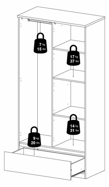 Biela šatníková skriňa 99x201 cm Naia - Tvilum