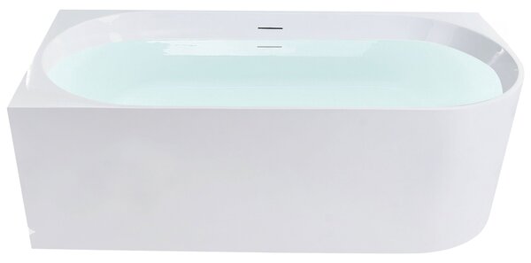 Rohová vaňa biela pravostranná akrylát 170 x 80 cm lesklý povrch s prepadom moderný štýl kúpeľňa
