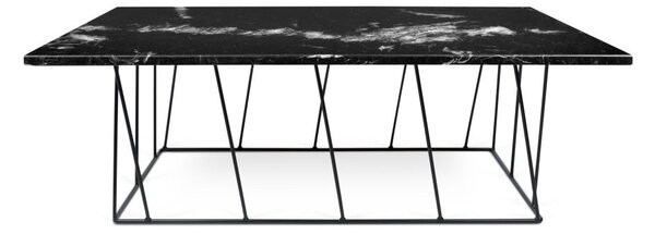 Čierny mramorový konferenčný stolík s čiernymi nohami TemaHome Heli×, 120 cm