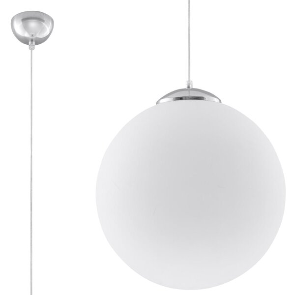 Závesné svietidlo Ugo, 1x biele sklenené tienidlo, (fi 30 cm), ch