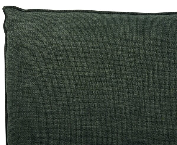 Posteľ tmavozelená polyester látkové čalúnenie 180 x 200 cm lamelový rošt hrubé čalúnené čelo postele moderný štýl spálňa