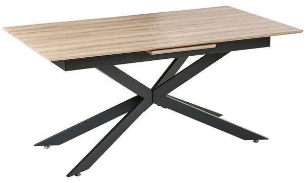 Jedálenský stôl svetlohnedý MDF vrchná doska papierová dyha 160/200 x 90 cm rozkladací obdĺžnikový tvar moderný štýl kuchyňa jedáleň