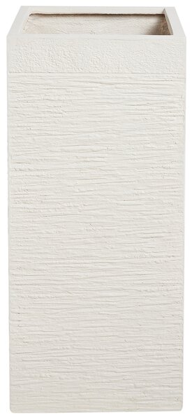 Záhradný kvetináč svetlobéžový zmes hliny a vlákien štvorcový tvar 26 x 26 x 60 cm odolnosť voči UV moderný štýl záhrada