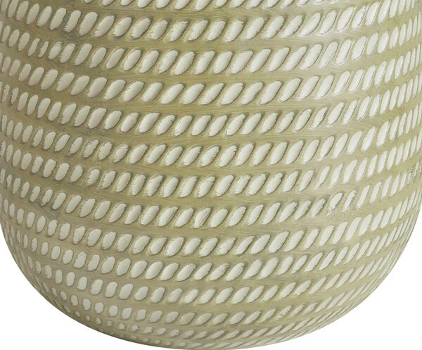Kvetináč zelený vláknitá hlina ⌀ 27 cm okrúhly reliéfny vzor interiér exteriér