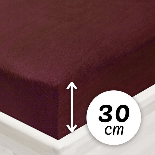 Jersey napínacie prestieradlo na vysoký matrac JR-011 Bordó 80 x 200 - výška 30 cm