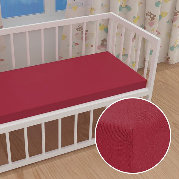 Detské jersey napínacie prestieradlo do postieľky JR-010 Vínové 60 x 120 x 10 cm - do postieľky