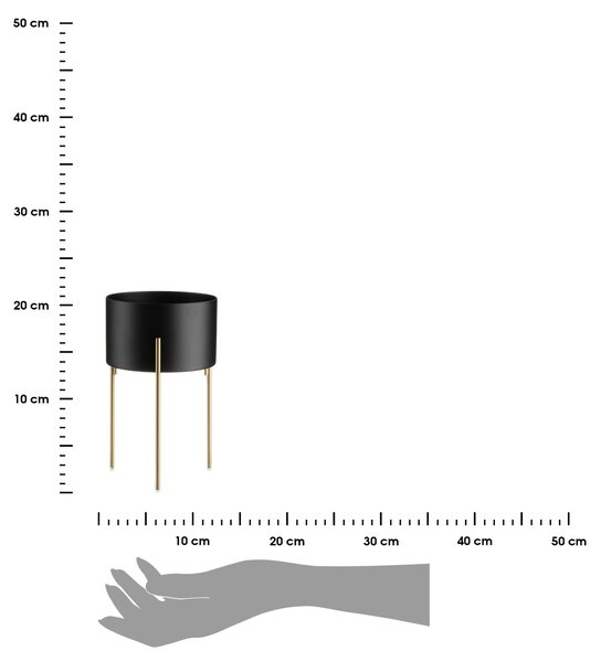 KOVOVÝ KVETINÁČ SO STOJANOM LOFT 20X13 CM ČIERNA/ZLATÁ