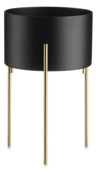 KOVOVÝ KVETINÁČ SO STOJANOM LOFT 20X13 CM ČIERNA/ZLATÁ