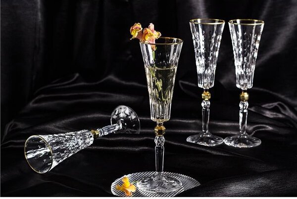 BOHEMIA PRESTIGE CONTE GOLD POHÁR NA ŠAMPANSKÉ 170ML SADA 6 KS