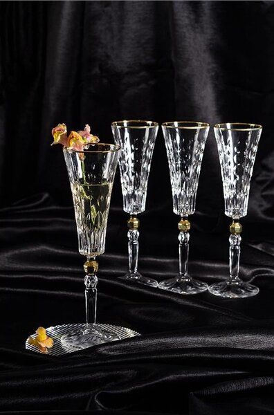 BOHEMIA PRESTIGE CONTE GOLD POHÁR NA ŠAMPANSKÉ 170ML SADA 6 KS