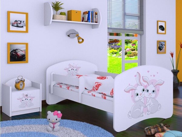 Detská posteľ bez šuplíku 180x90cm zajačikovia - biela