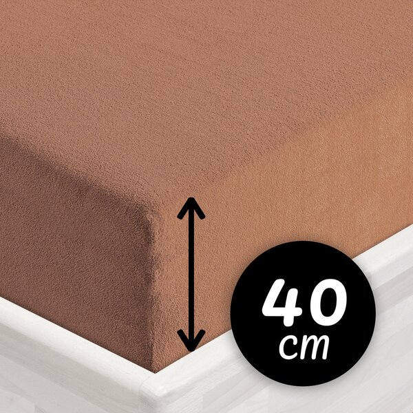 Froté napínacie prestieradlo na extra vysoký matrac FR-023 Orieškovo hnedé 80 x 200 - výška 40 cm