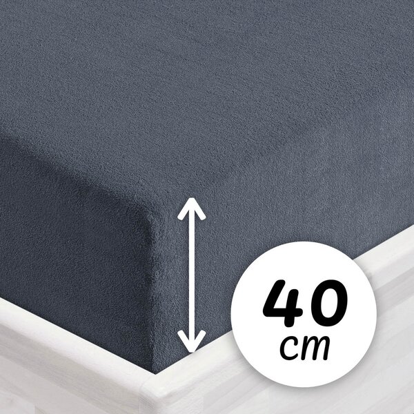 Froté napínacie prestieradlo na extra vysoký matrac FR-029 Antracitovo sivé 80 x 200 - výška 40 cm
