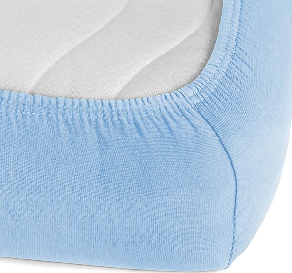 Jersey napínacie prestieradlo na vysoký matrac JR-014 Nebesky modré 80 x 200 - výška 30 cm