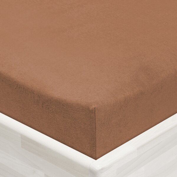Jersey napínacie prestieradlo JR-023 Orieškovo hnedé 90 x 200 - výška 20 cm