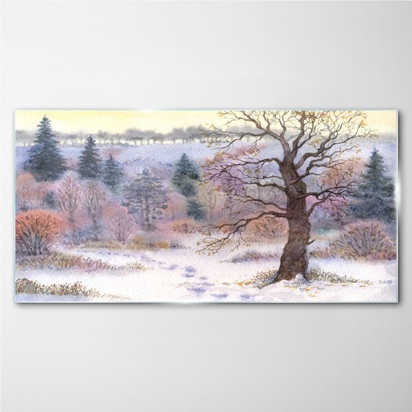Obraz na skle Lesné zimné sneh príroda
