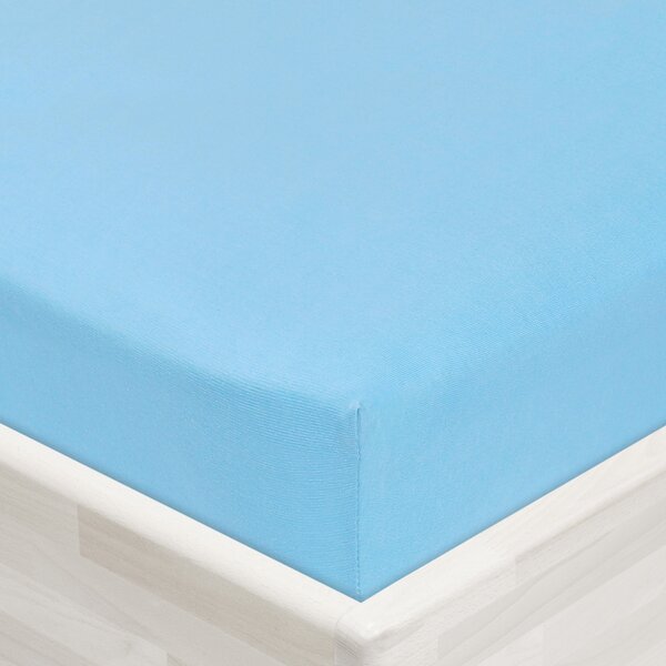 Jersey napínacie prestieradlo JR-017 Azúrovo modré 90 x 200 - výška 20 cm