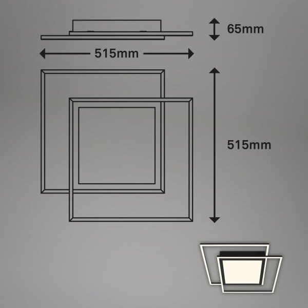 Brilo - LED Stropné svietidlo 2xLED/16W/230V + LED/19W 51,5x51,5 cm čierna