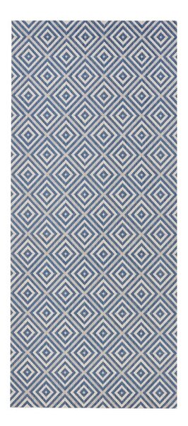 Modrý vonkajší koberec NORTHRUGS Karo, 80 × 150 cm