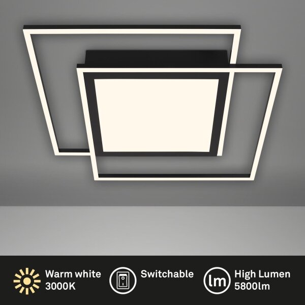 Brilo - LED Stropné svietidlo 2xLED/16W/230V + LED/19W 51,5x51,5 cm čierna