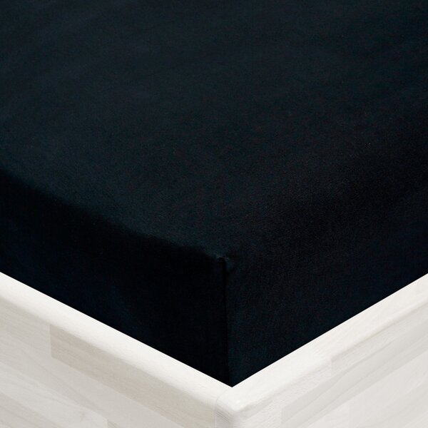 Jersey napínacie prestieradlo JR-030 Čierne 90 x 200 - výška 20 cm