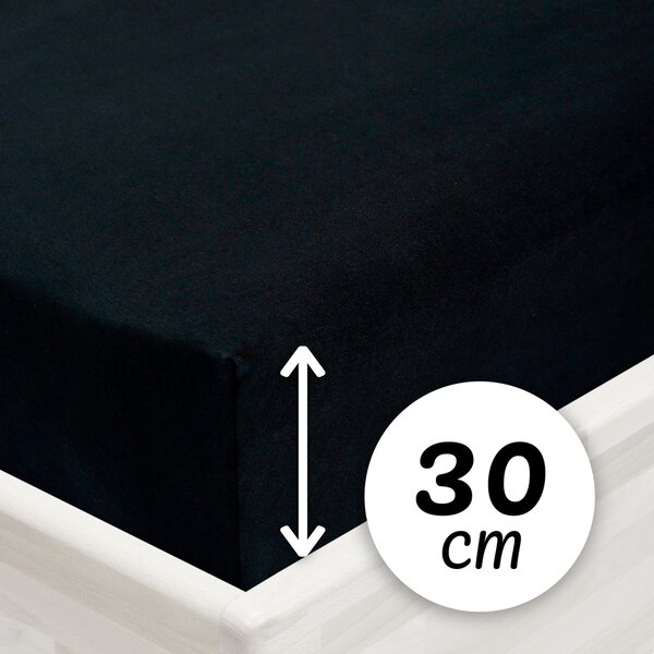 Jersey napínacie prestieradlo na vysoký matrac JR-030 Čierne 80 x 200 - výška 30 cm