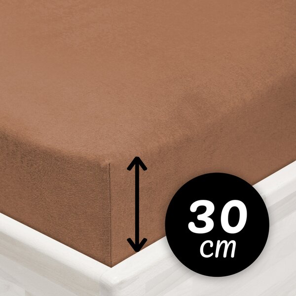 Jersey napínacie prestieradlo na vysoký matrac JR-023 Orieškovo hnedé 80 x 200 - výška 30 cm