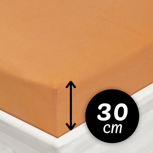 Jersey napínacie prestieradlo na vysoký matrac JR-022 Okrové 80 x 200 - výška 30 cm