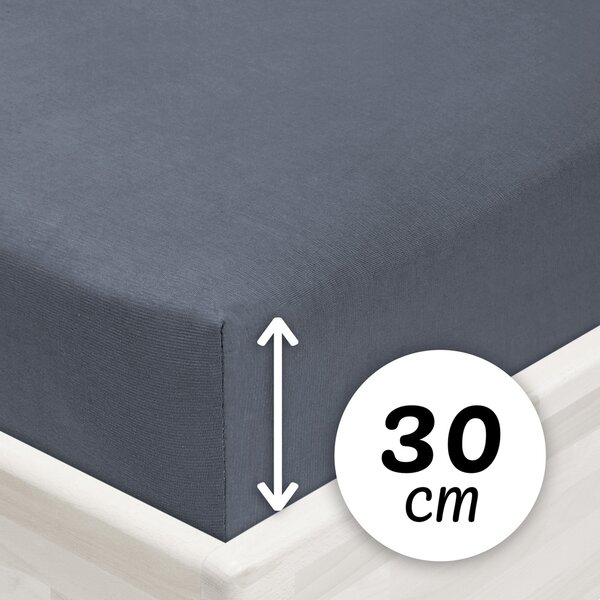 Jersey napínacie prestieradlo na vysoký matrac JR-029 Antracitovo sivé 80 x 200 - výška 30 cm
