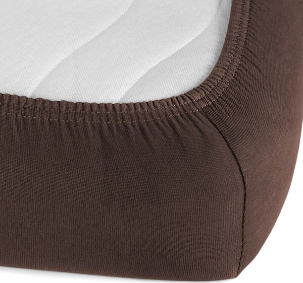 Jersey napínacie prestieradlo na extra vysoký matrac JR-026 Čokoládovo hnedé 80 x 200 - výška 40 cm