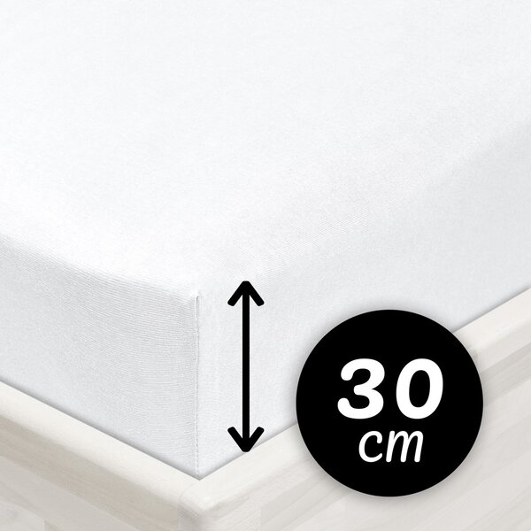 Jersey napínacie prestieradlo na vysoký matrac JR-031 Biele 80 x 200 - výška 30 cm