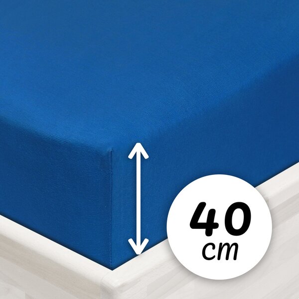 Jersey napínacie prestieradlo na extra vysoký matrac JR-016 Modré 80 x 200 - výška 40 cm