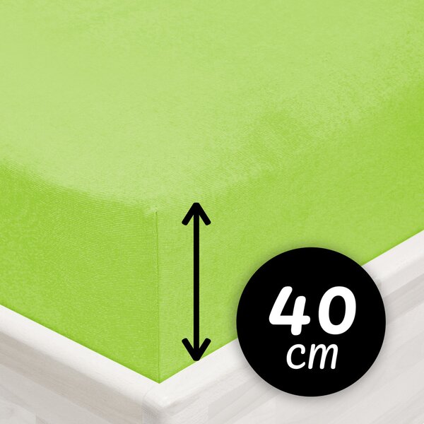 Jersey napínacie prestieradlo na extra vysoký matrac JR-019 Žiarivo zelené 80 x 200 - výška 40 cm
