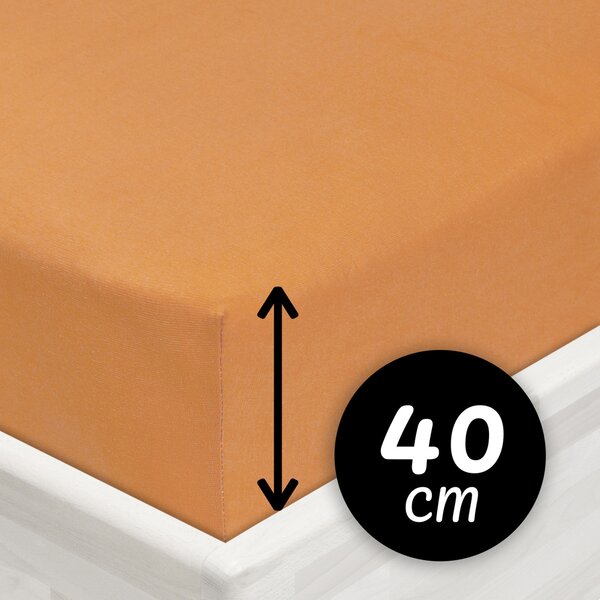 Jersey napínacie prestieradlo na extra vysoký matrac JR-022 Okrové 80 x 200 - výška 40 cm