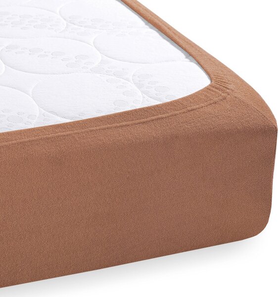 Detské froté napínacie prestieradlo do postieľky FR-023 Orieškovo hnedé 60 x 120 x 10 cm - do postieľky