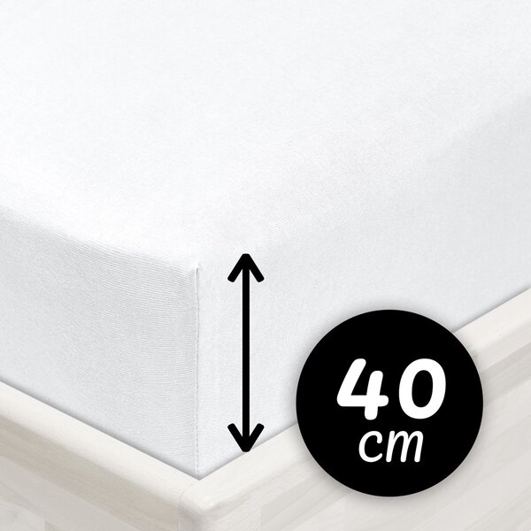 Jersey napínacie prestieradlo na extra vysoký matrac JR-031 Biele 80 x 200 - výška 40 cm