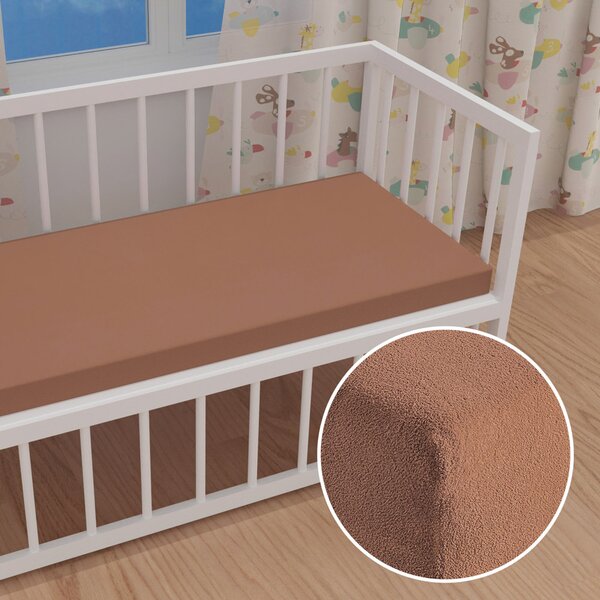 Detské froté napínacie prestieradlo do postieľky FR-023 Orieškovo hnedé 60 x 120 x 10 cm - do postieľky