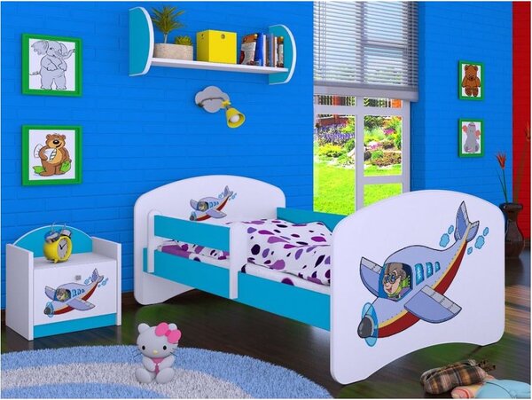 Detská posteľ bez šuplíku 180x90cm LIETADLO - modrá