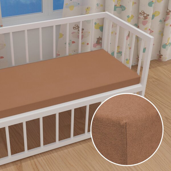 Detské jersey napínacie prestieradlo do postieľky JR-023 Orieškovo hnedé 60 x 120 x 10 cm - do postieľky