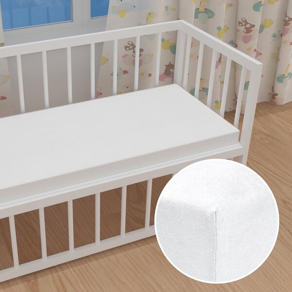 Detské jersey napínacie prestieradlo do postieľky JR-031 Biele 60 x 120 x 10 cm - do postieľky