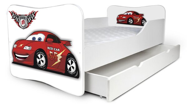 MAXMAX Detská posteľ so zásuvkou RED CAR + matrac ZADARMO